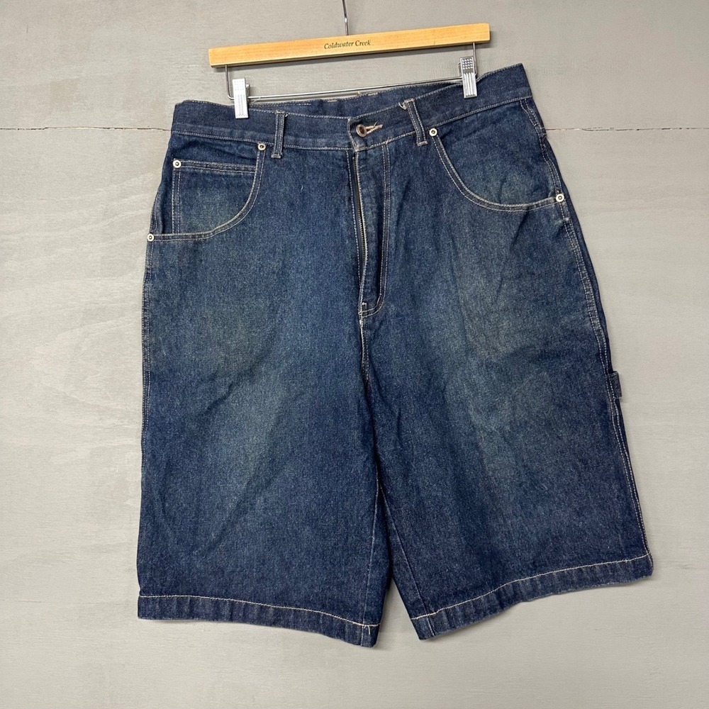TUFF COLLECTION Mens Denim Carpenter Shorts Dark Wash Relaxed Fit Size‎ 36